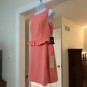 Adrianna Papell Salmon Pink Ruffle Sheath Dress NWT Size 10 Wedding Guest
